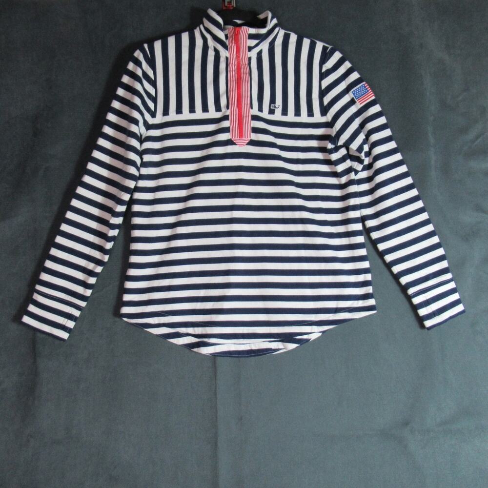 Vineyard Vines Top Womens XS Striped 1/4 Zip Pullover French Terry Shep Shirt